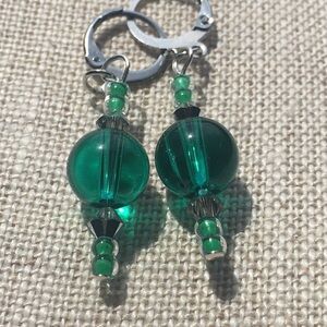 🟣New Green Drop Stainless Steel Earrings Handcrafted